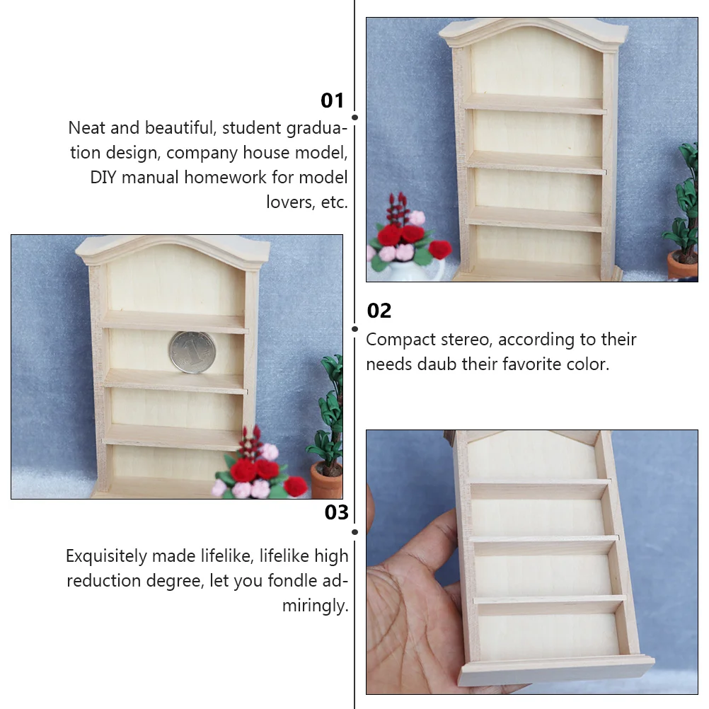 Mini House Storage Shelves Dollhouse Bookcase Bookshelves Miniature Scene Accessory