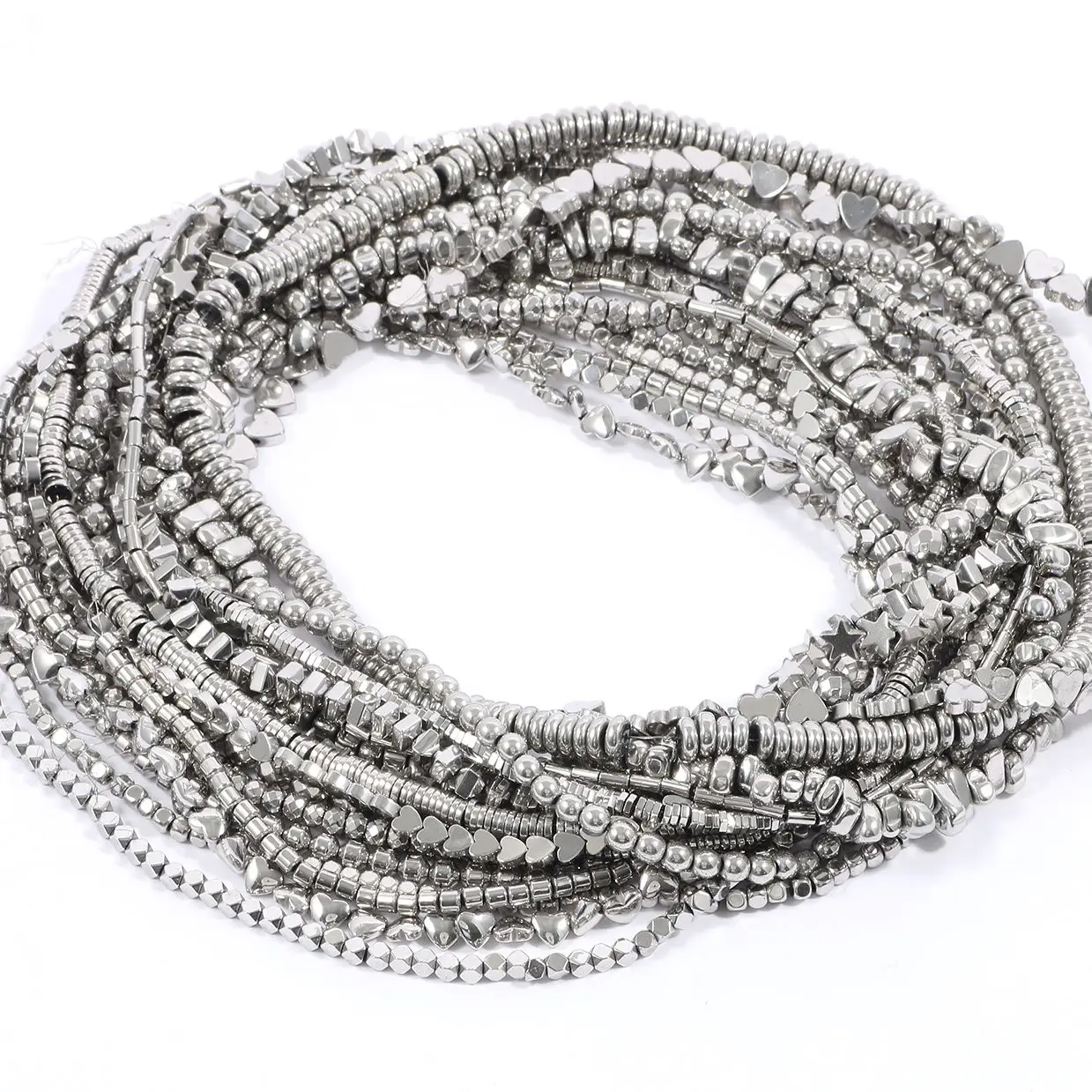High Quality White Gold Plated Hematite Beads Natural Stone Platinum Hematite Beads For Jewelry Making Diy Charms Bracelet Beads