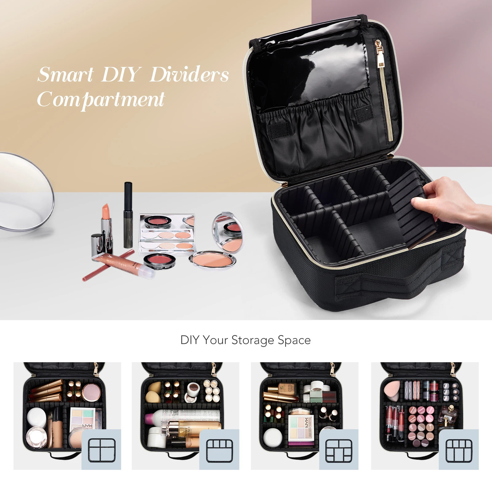 Makeup Bag Professional Makeup Brush Box Portable Travel Makeup Bag Waterproof Handle Storage Manager with Delivery 241031