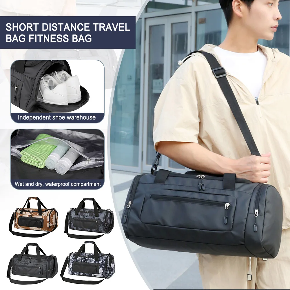 Men Sports Luggage Bag Large Capacity with Shoe Compartment and Wet Pocket Workout Bag Outdoor Handbag Weekend Gym Travel