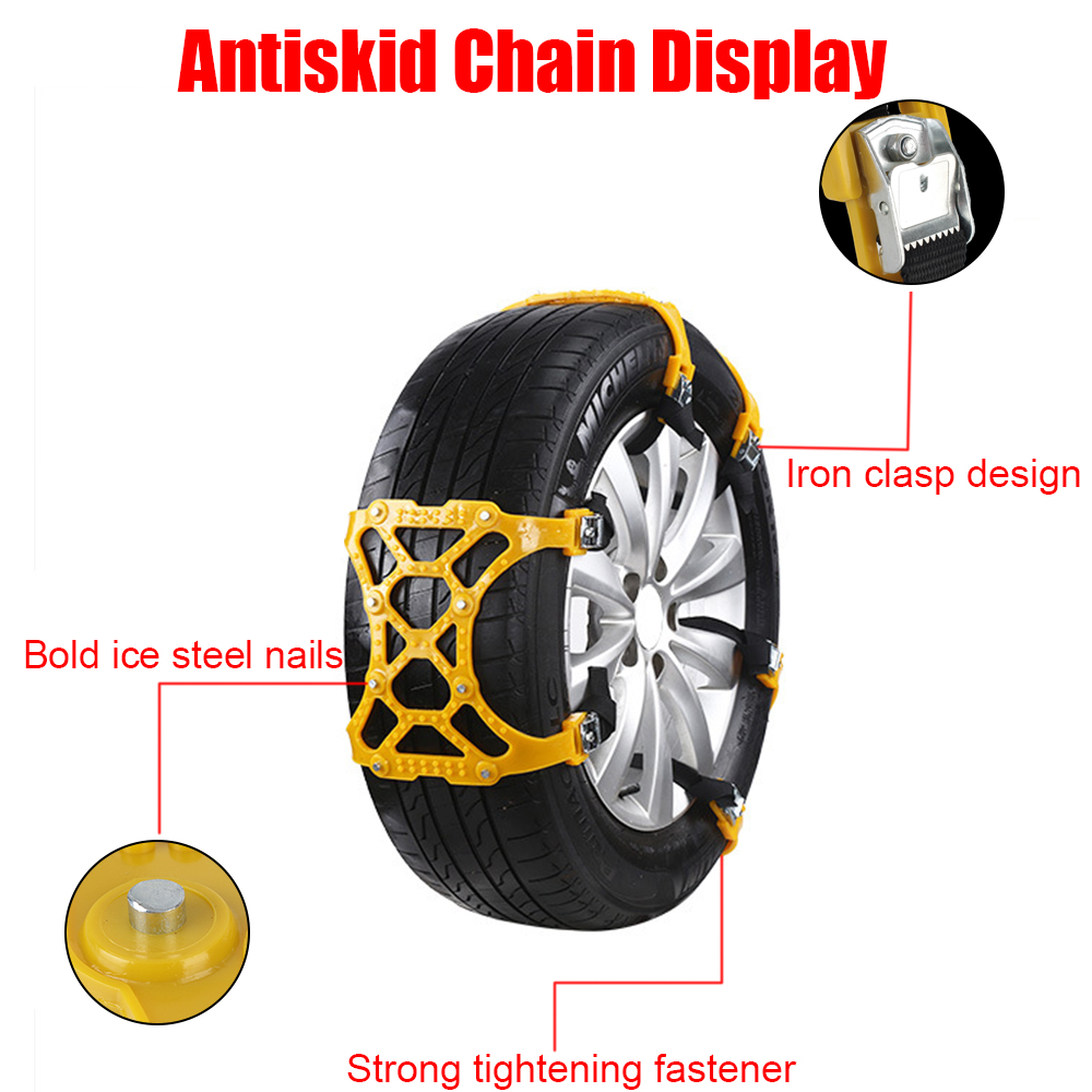 Thickened Emergency Tool Double Buckle Adjustable Car Tire Anti-skid Chain 1 Piece For Mud Ice Roadway TPU Wheel Snow Chains