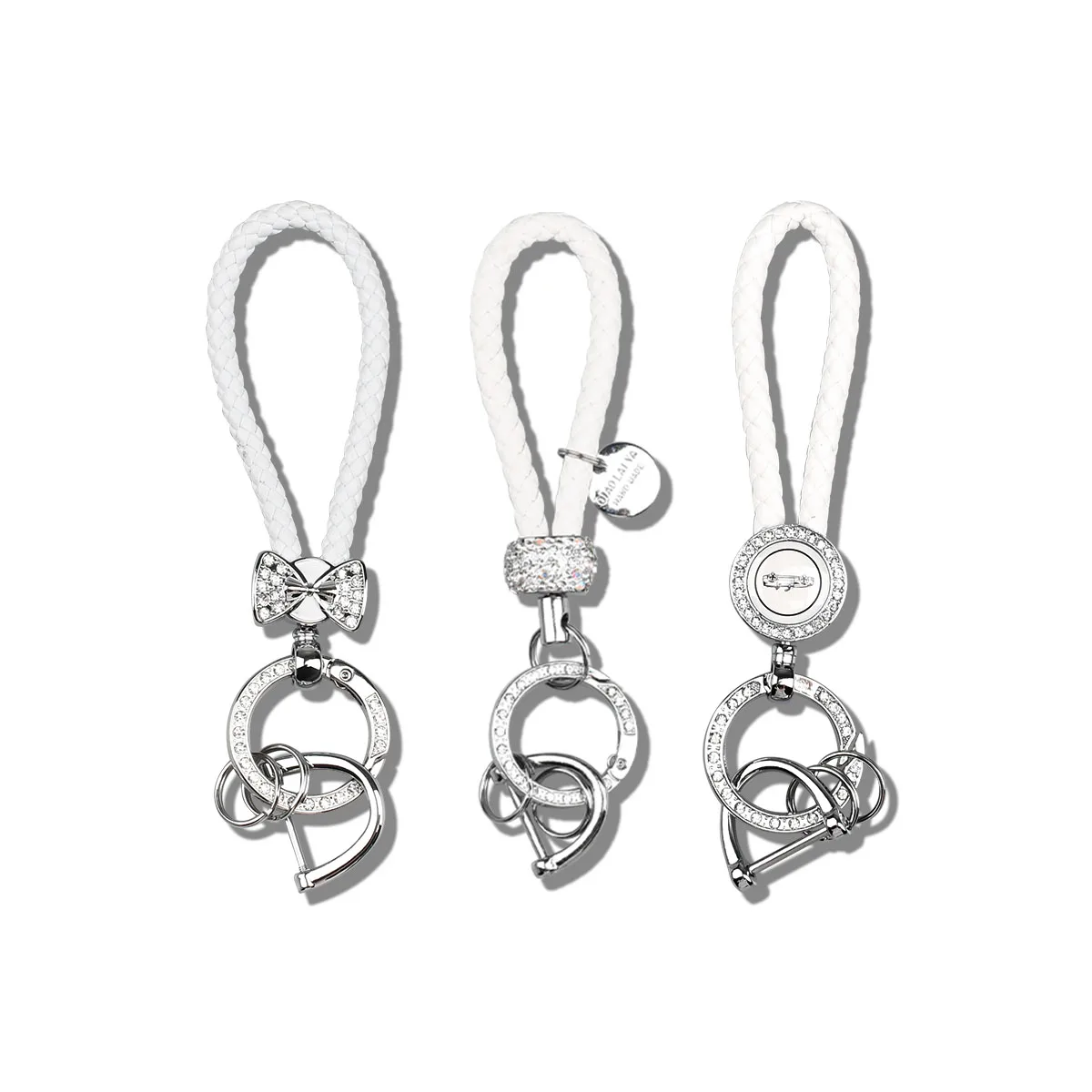 Luxury Car Diamond Keychain Keyring Holder Anti-lost Keychain Car Key Ring Chain Holder Phone Number Tag Keyring Auto Accessorie