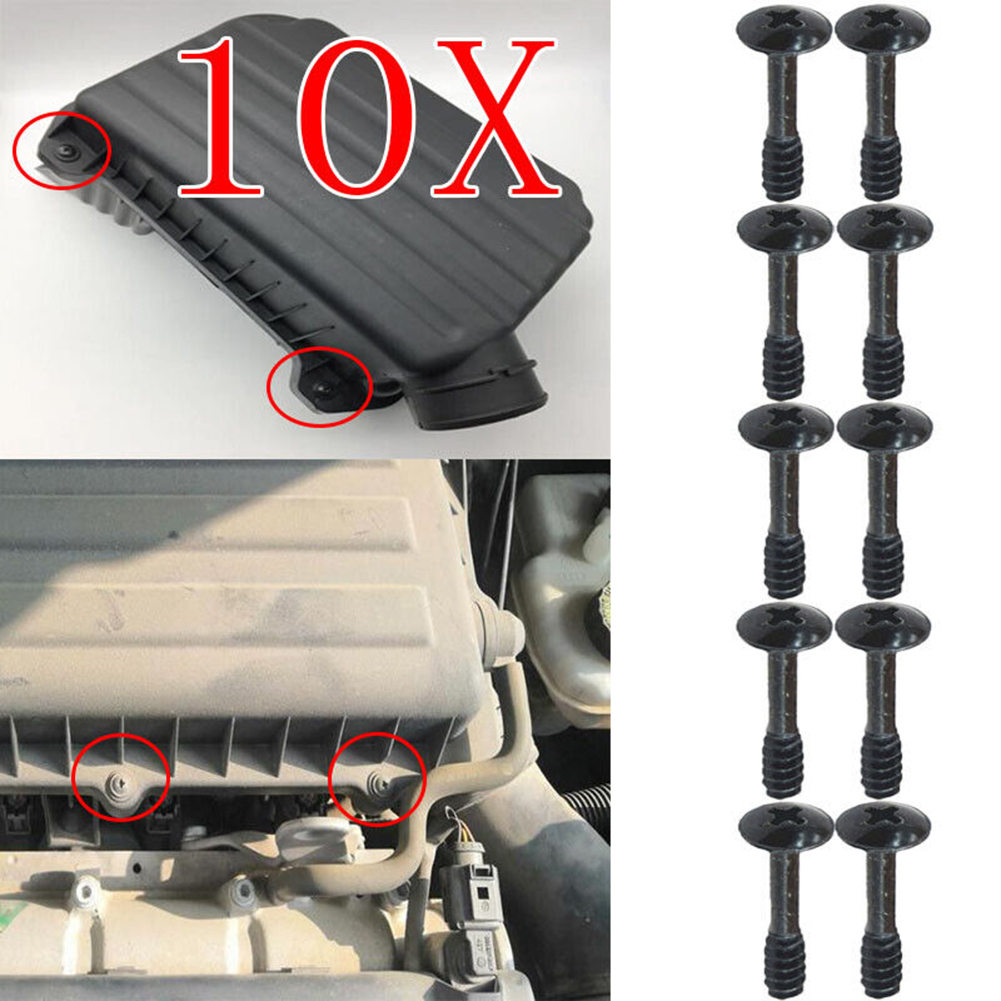 10pcs/set Universal Car Air Filter Cleaner Box Lid Retaining Screws Replacement Accessories Black Screws