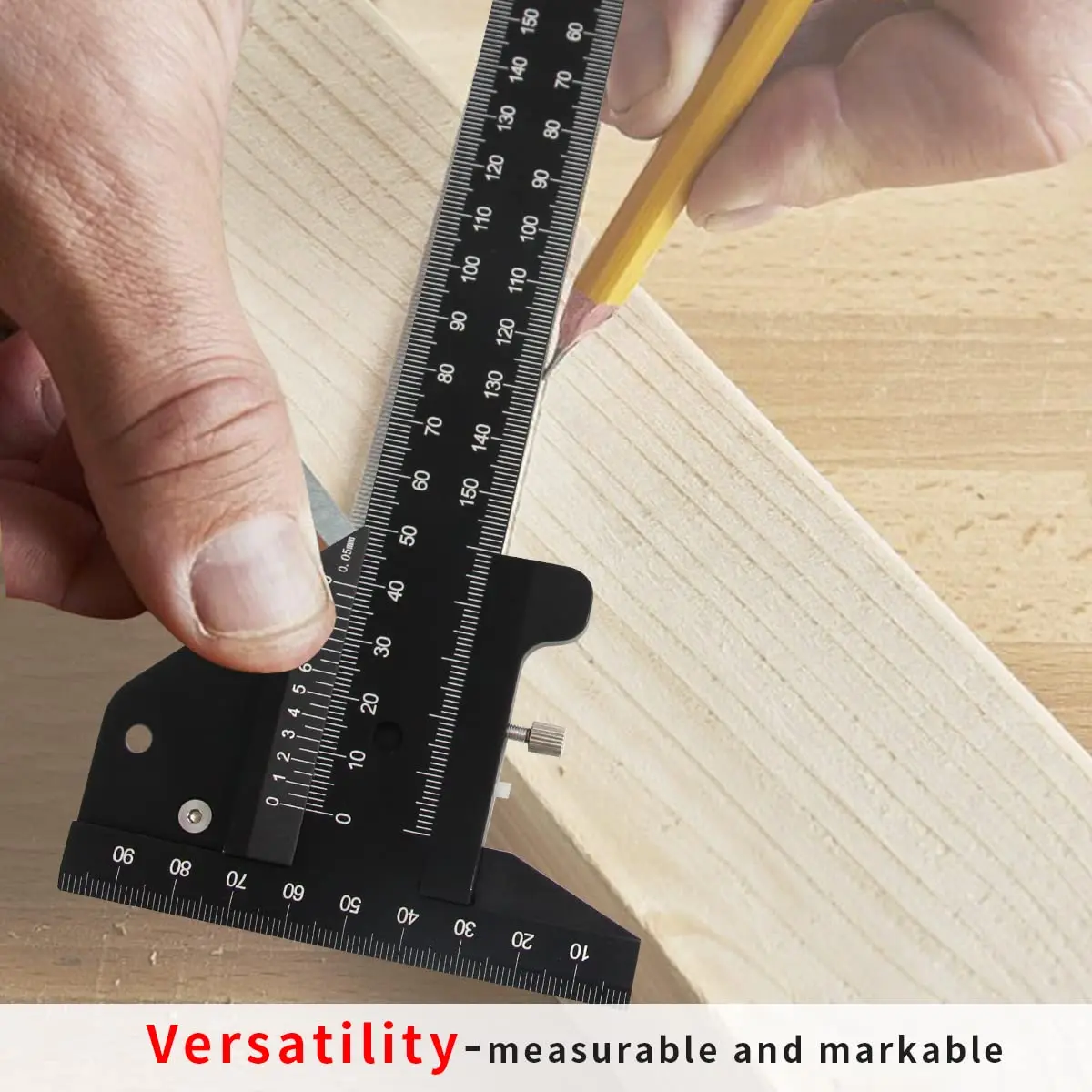 Woodworking Scriber, T Shaped Woodworking Multifunctional Ruler, Aluminum Alloy Marking Measuring Gauge - Metric