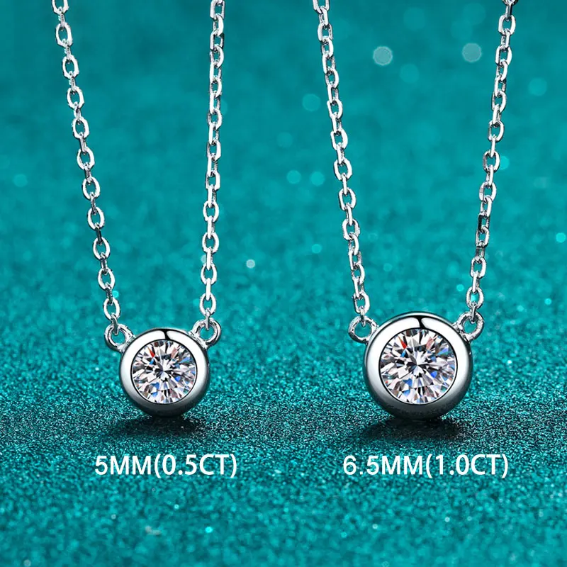 KNOBSPIN D Color Moissanite Necklace for Woman Birthday Party Jewely with GRA 925 Sterling Sliver Plated 18k White Gold Necklace