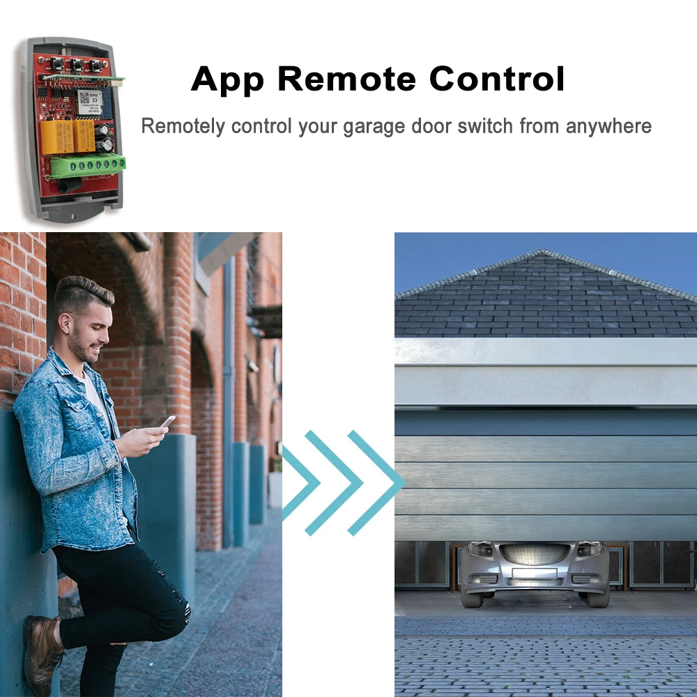 2CH Tuya WIFI 433MHz Universal Garage Door Remote Control Receiver Fixed Rolling Code 433.92mhz Switch For Alexa Google Home