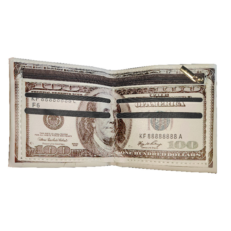Creative Men's PU Coin Pattern Euro USD GBP and Other World Folding Paper Money Wallet Card Bag