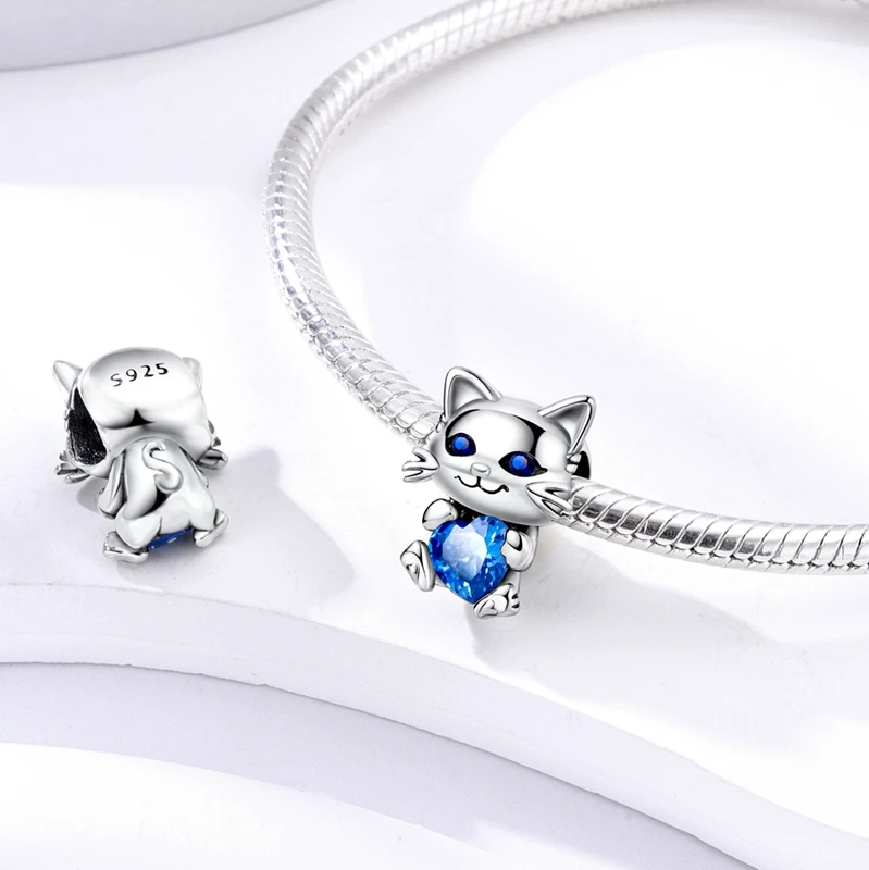925 Sterling Silver Cat Dog Elephant Owl Animal Series Beads Fit Original Pandora Charm Bracelet Women Jewelry DIY Gift