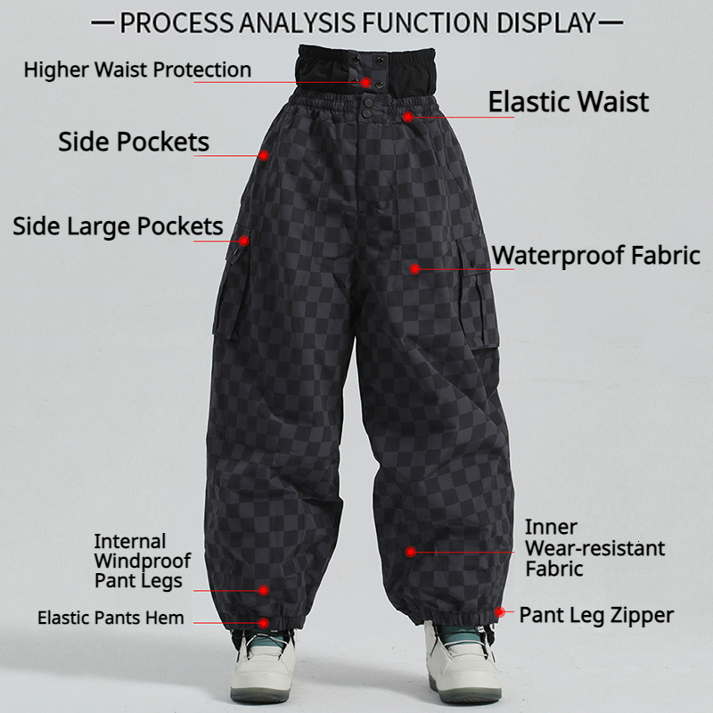 New Adult Skiing Pants 2024 Warm Loose Couple Ski Trousers Outdoor Winter Waterproof Female Snow Britches Man Snowboard Clothes