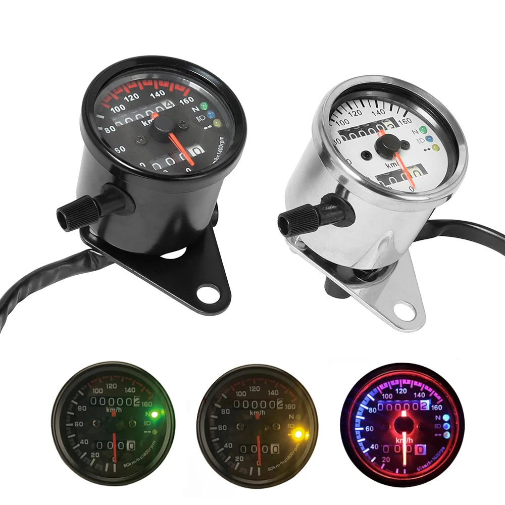 Motorcycl 12V Dual Speed Meter with LED Indicator Universal Motorcycle Speedometer Odometer