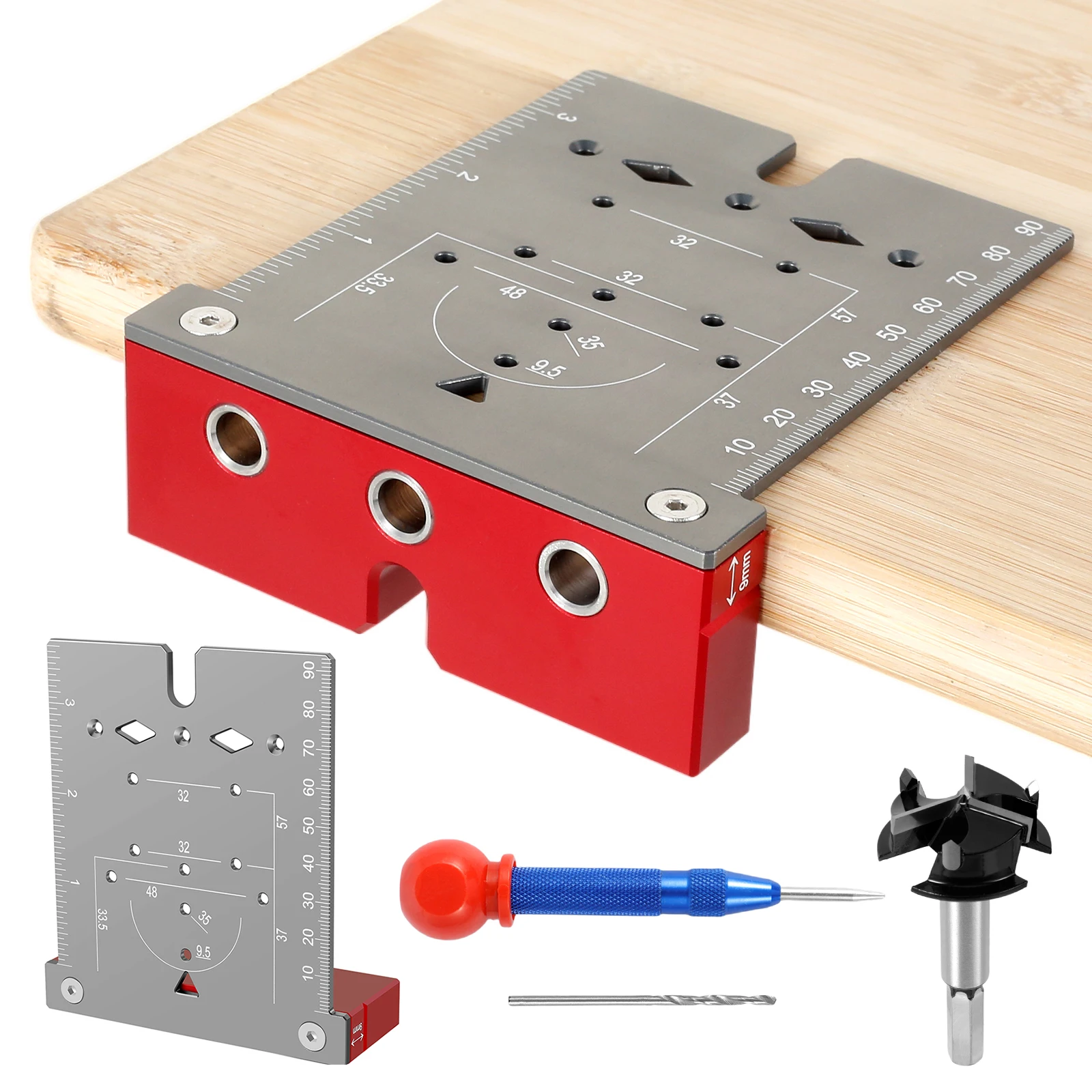 35mm Hinge Punching Locator Aluminum Alloy Woodworking Drilling Locators Drilling Jig Guide Hinge Opener Aid for Cabinet Doors