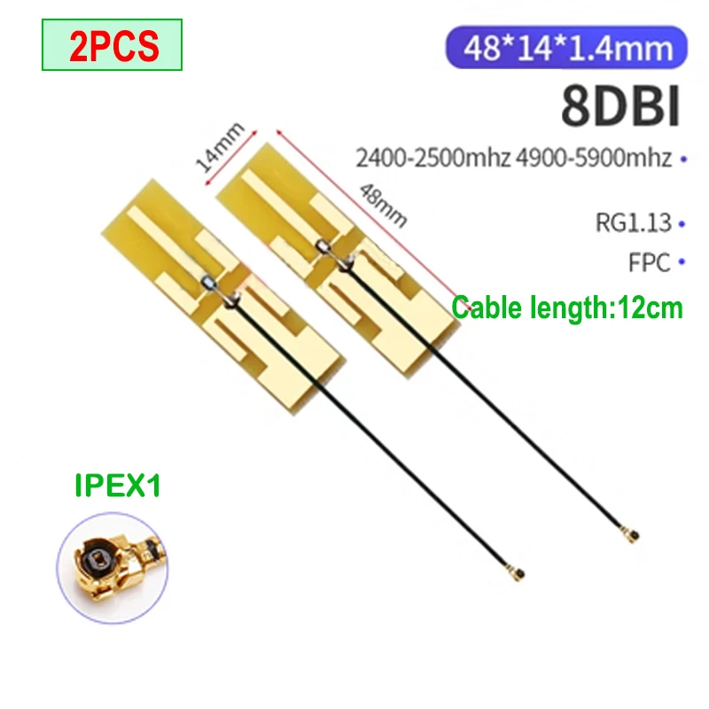 eoth 2pcs iot wifi Antenna 5.8 Ghz 2.4ghz Dual Band Built-in FPC soft board wifi Bluetooth PCB patch gain antenna ipex 1 4