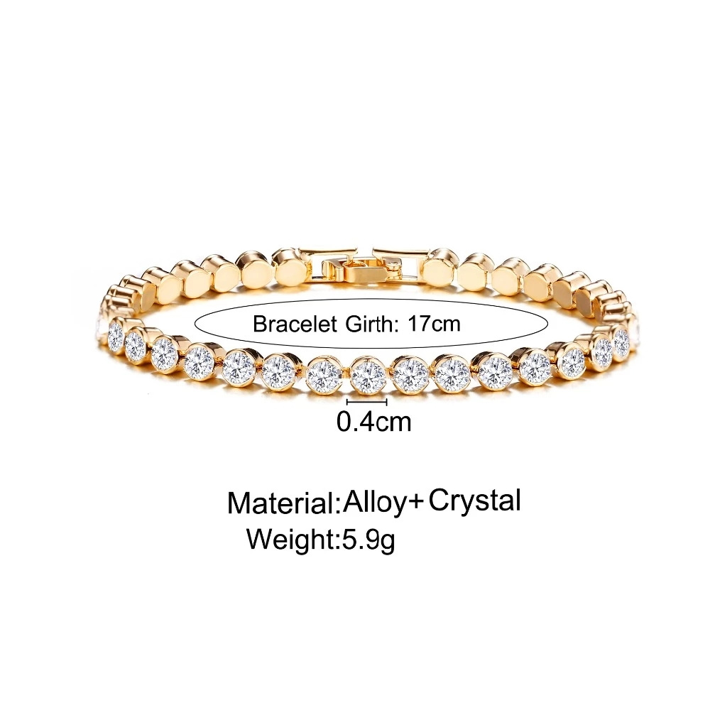 Luxury Crystal Tennis Bracelets For Women Wedding Gift Gold Silver Color Metal Roman Chain Bracelets Bangles Jewelry