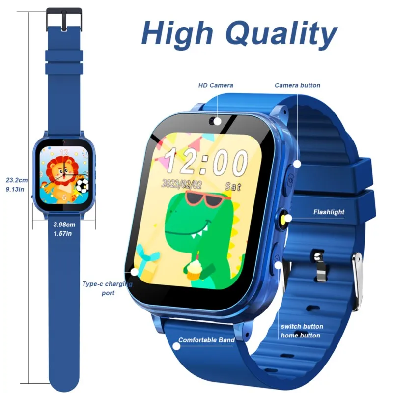 Kids Smart Watch Music Play Flashlight 22 Games Pedometer Habit Tracking Children Smartwatch Boys Girls Gifts Clock