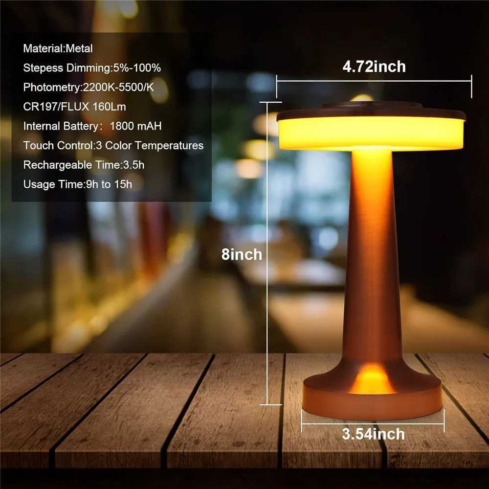 Retro Bar Table Lamp Led Rechargeable Desk Light Room Decor Lampe Camping Luces Bedroom Coffee Decoration Chambre Night LightsLX241102