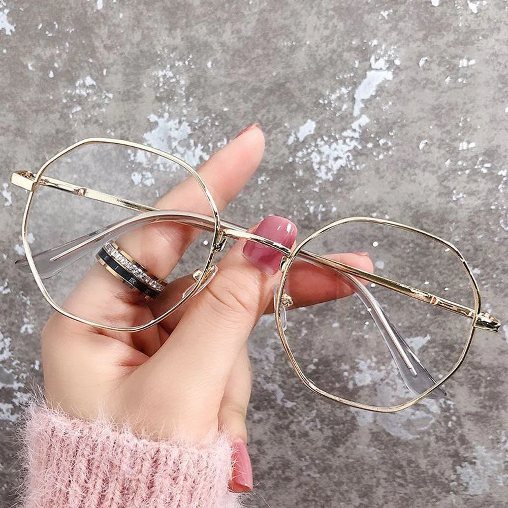 Vintage Anti Blue Light Glasses Frame Round Lens Myopia Optical Mirror Simple Metal Women Men Transparent Eyewear Frames
