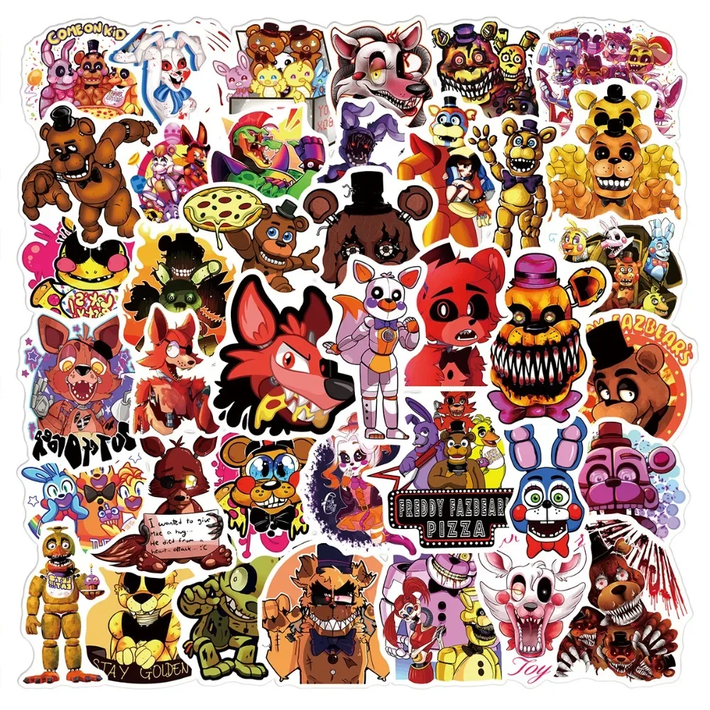 50PCS Scary Toy Bear Game Stickers Aesthetic DIY Laptop Phone Skateboard Motorcycle Car Waterproof Sticker for Kids Gift