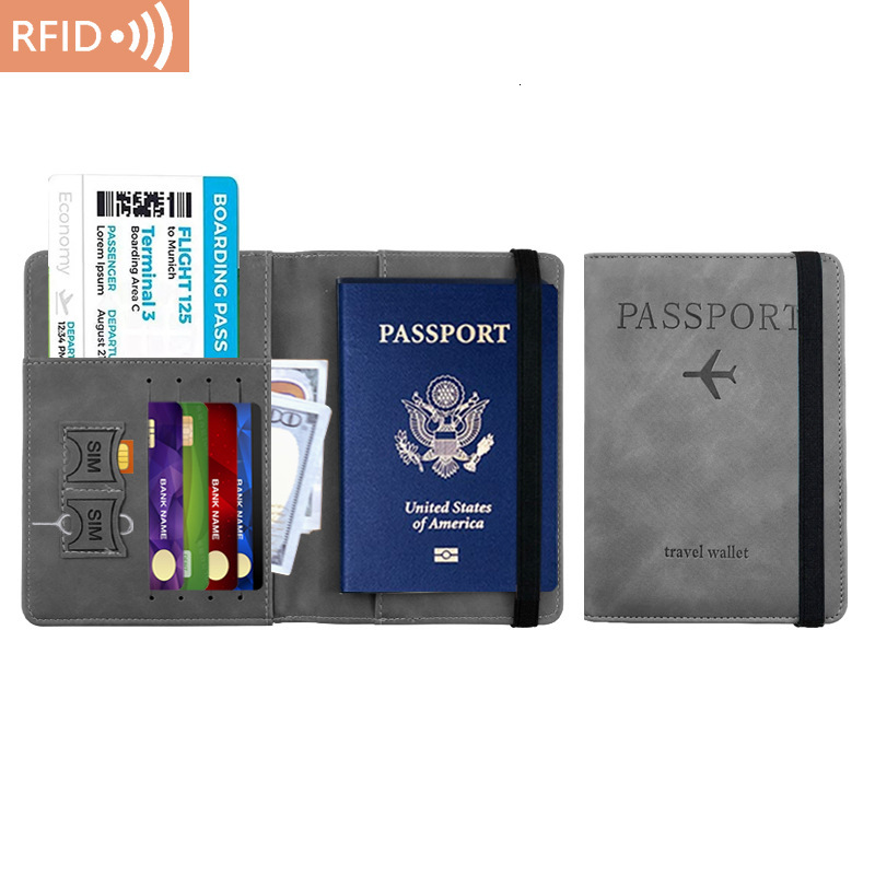 New RFID bag made of PU leather with multiple functions that can accommodate SIM cards, ID cards, foreskin covers, passport clips