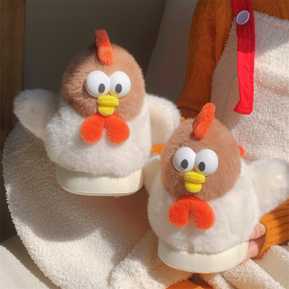 Winter toe-wrap warm cotton slippers Fun fun cartoon chicken soft sole Slipper women indoor floor flat house non-slip shoes