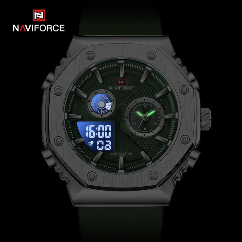 NAVIFORCE Sport Luminous Men Watches Waterproof Silicone Strap Man WristWatch Chronograph Military Quartz Men's Watch Gifts