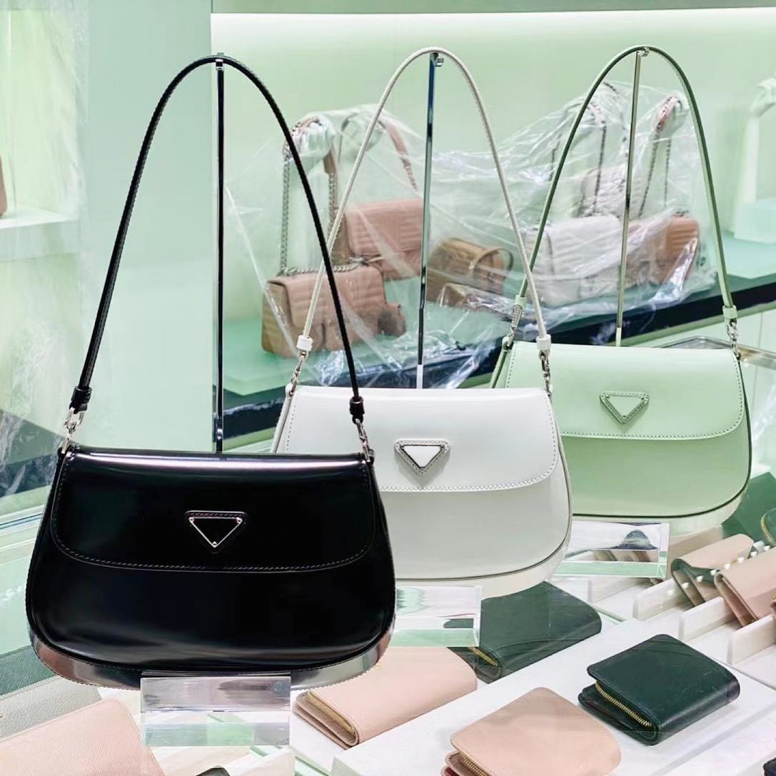 1 1 Cleo triangle designer shoulder bag luxury handbags purse for woman fashion crossbody pochette white bag man real leather strap tote clutch underarm armpit bags