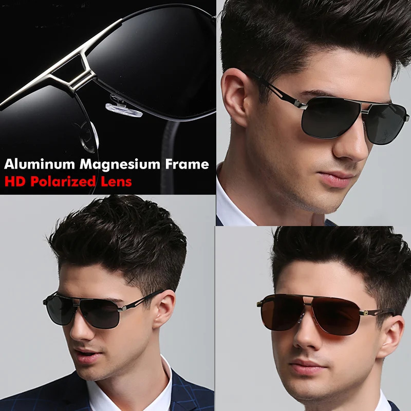 Top aluminum magnesium square polarized pochromic sunglasses for men military safety driving Oculos De Sol Masculino 241031