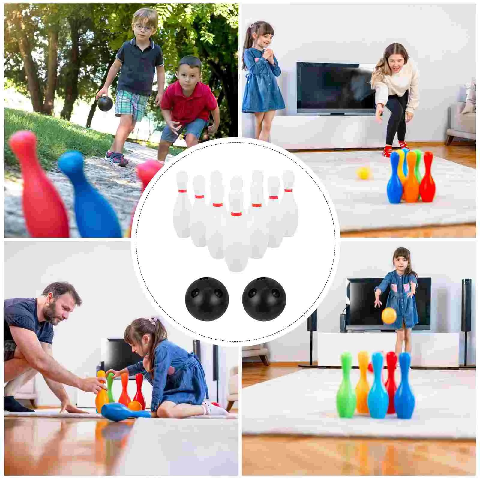 kids bowling set bowling game indoor outdoor lawn sports game 10 classical and 2 balls home interactive toys for girl boy