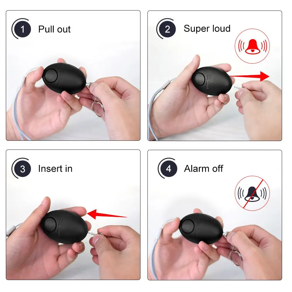 120dB Safe Sound Alarm Self-defense Keychain Emergency Attack Anti-rape Keyring Protect Alert Personal Safety Alarm Keychain
