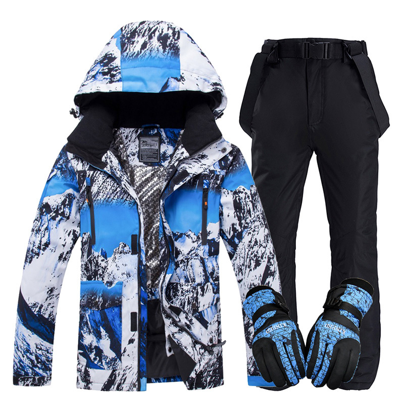 Winter Suit Men Windproof Waterproof Warm Outdoor Hot Ski Jacket + Pants Skiing Snowboarding Suits Set Male