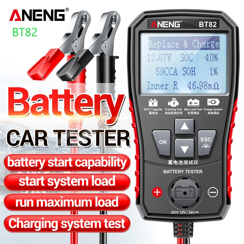 ANENG BT82 Portable Digital Car Battery Tester Circut Test Analyzer Battery Detector Auto Motorcycle Fault Testing Battery Tool
