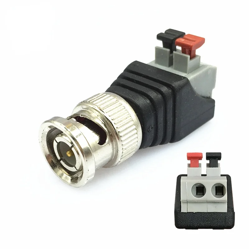 Terminal Camera CCTV BNC Male Video Balun Connector Cable Adapter Plug Pressed connected for CCTV Camera