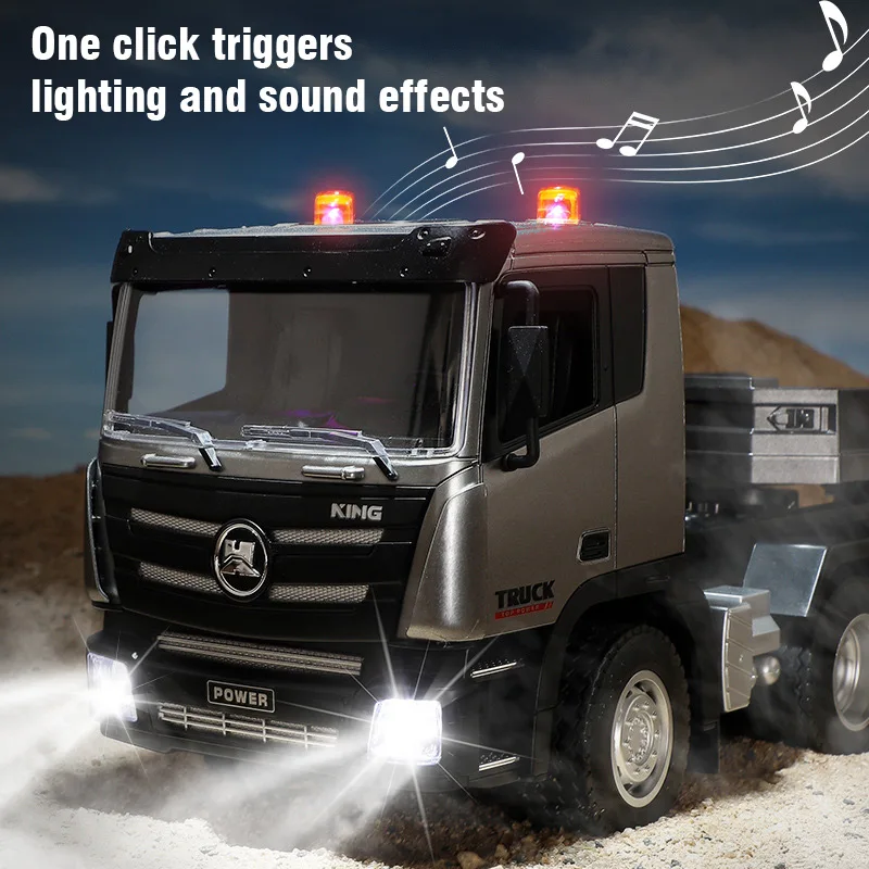 Huina Alloy Rc Car Boys Toys Remote Control Truck Light Sound Radio-Control Trailer 1:24 Simulated Transport Model Xmas Gift