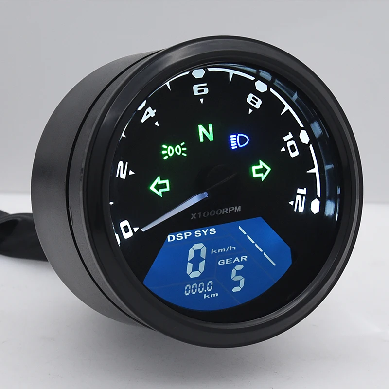New Universal Motorcycle 12000RMP LCD Speedometer Odometer Tachometer 1-4 Cylinders Motorbike Gauge Motorcycle Digital Dash