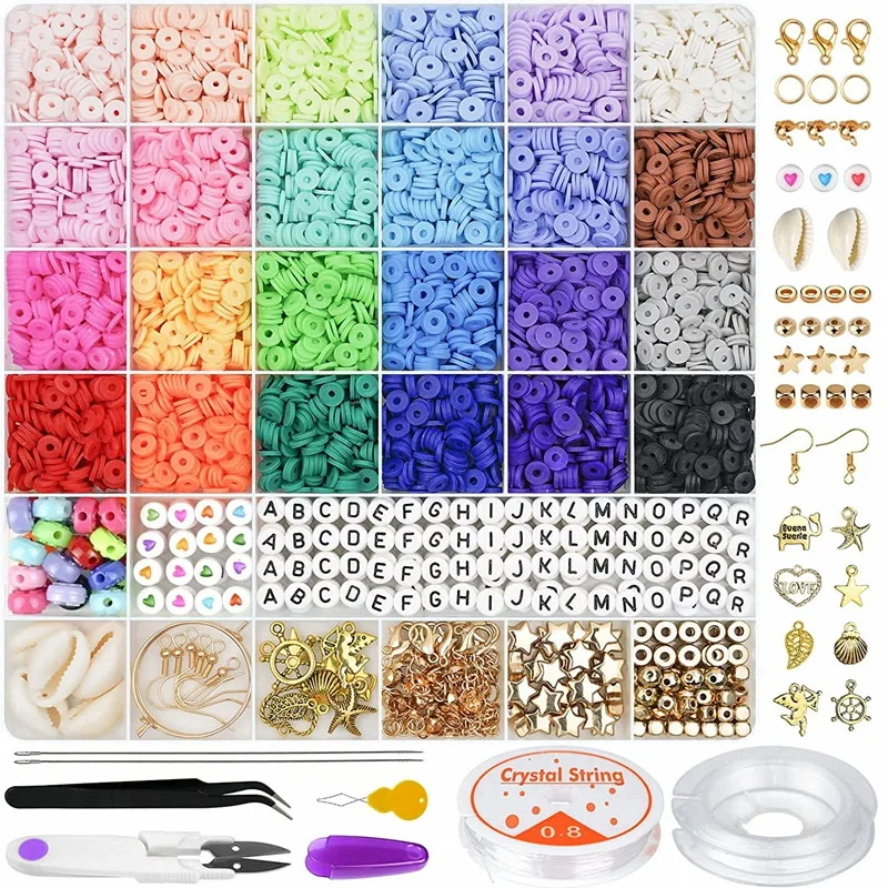 6000 Clay Beads, Soft Ceramic Pieces, Soft Ceramic Beads Set, Jewelry, Bracelet, Diy Accessories