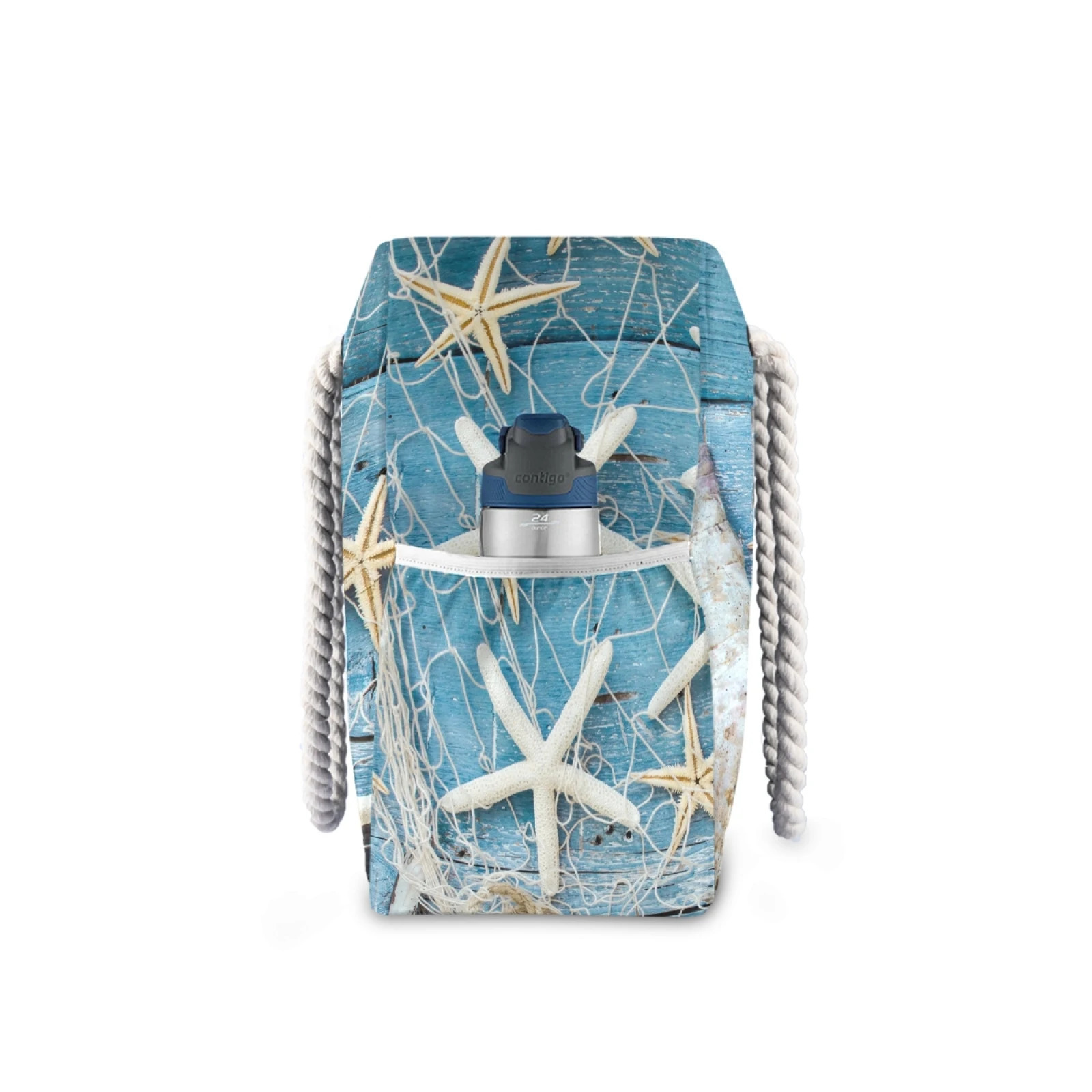 Ladies Shoulder Bag Blue Ocean Seashell Beach Sand Prints Tote Shopping Bag Linen Fabric Beautiful Casual Practical Handbag 240320