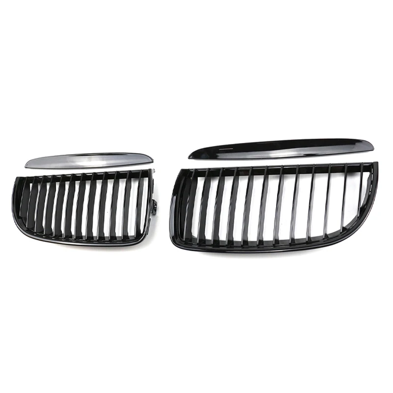 Pulleco For BMW 3 Series E90 E91 323I 328I 335I 330I 325I Car Front Grille Racing Grill Single 2005-2008 Gloss Black Grille