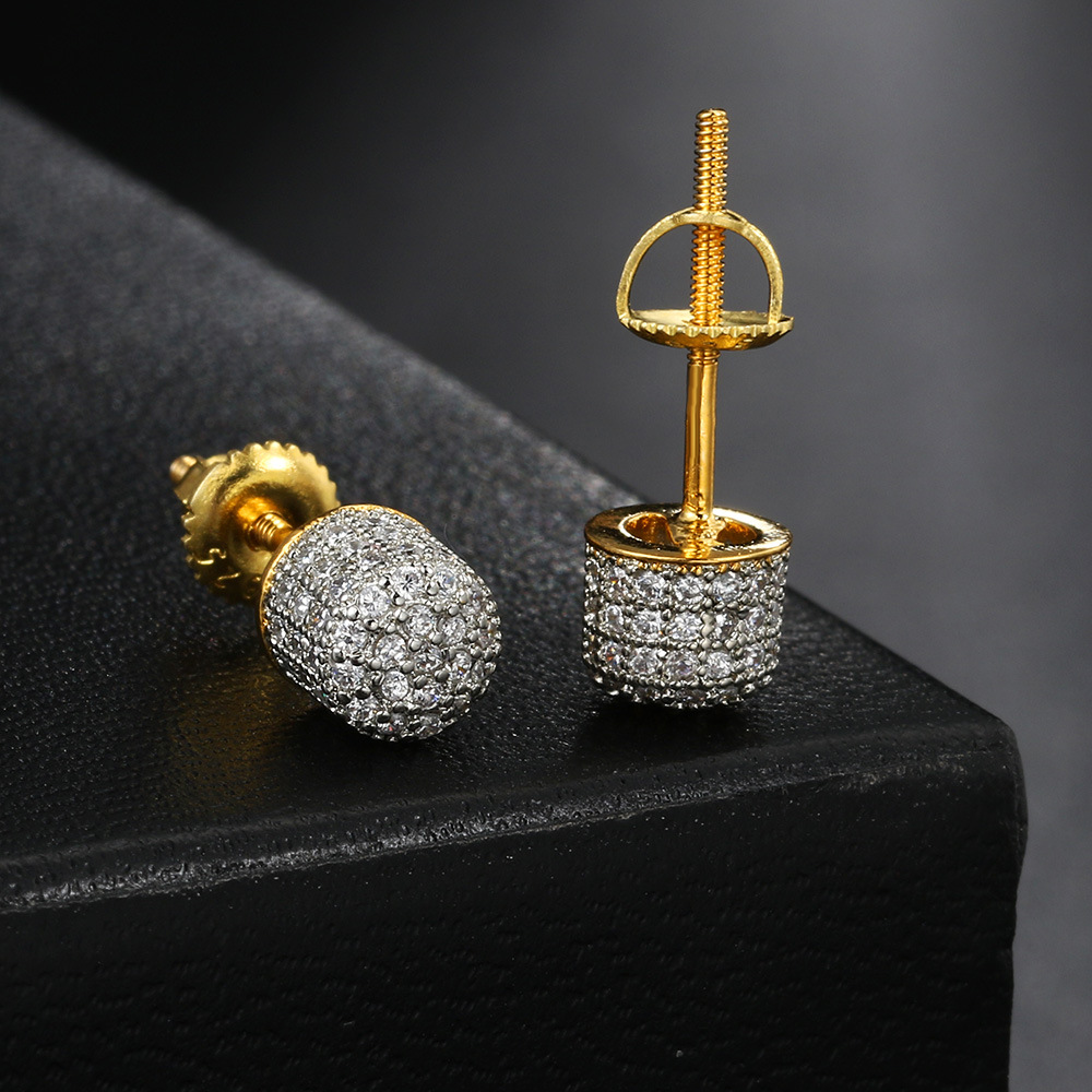 HipHop Half Round Thread Earrings for Women Micro Set AAA Zircon Party Banquet Women's Jewelry