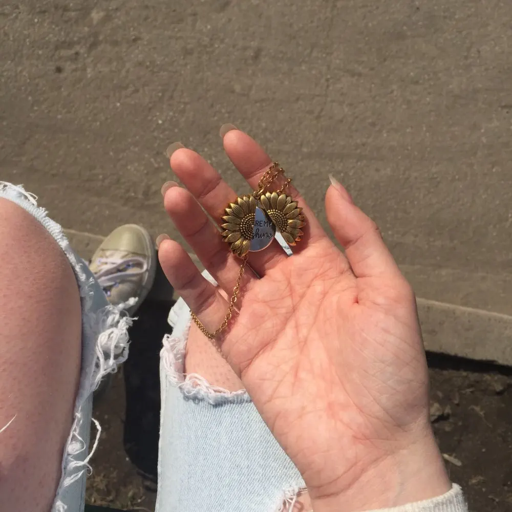 New European and American Sunflower Necklace Opening Alloy Pendant Engraving YOUARE MY SUNSHINE