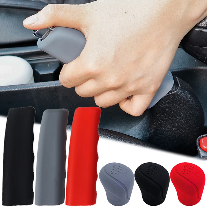 Hand Set Universal Car Handbrake Sleeve Silicone Cover Anti-Skid Auto Parking Brake Decorative Shell Interior Accessories