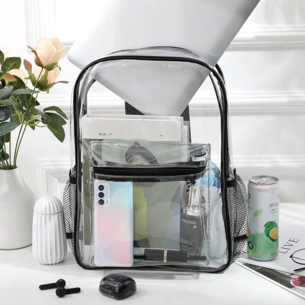 25S new model Large Capacity Transparent Casual Zipper Waterproof Clear School Bag Visible Pvc Backpack Travel