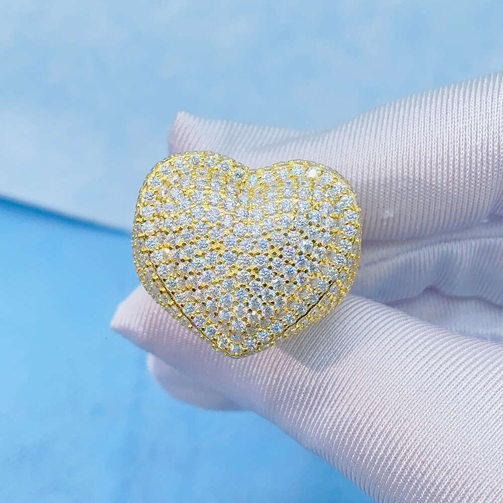 Moissanite Heart for Iced Out Rings Women S Sier Wedding Ring Finger Jewelry Pass Dias Tester Free Shipping