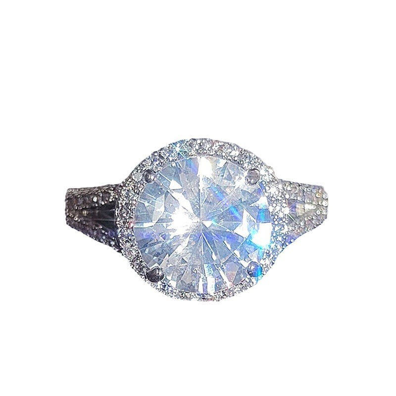 Classic Eight Hearts Eight Arrows Wedding Ring Women's 925 Sterling Silver Full Diamond Zircon Platinum Ring Round Single Stone Ring Luxury Jewel