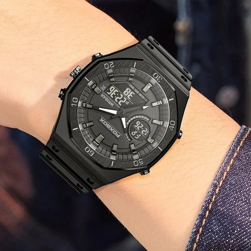 Watches New Dual Display For ddmysmile Men Casual Sports Chronograph Quartz Big Dial Wrist Watch Silicone Waterproof Digital Clock Smile