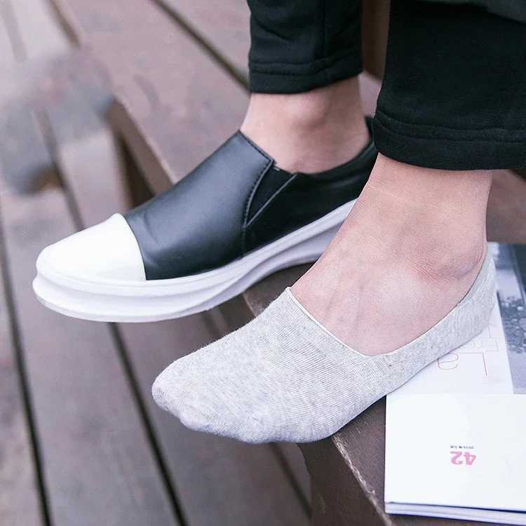 5Pairs Men Boat Cotton Summer Autumn Non-slip Silicone Invisible Breathable Male Ankle Sock Slippers Sports LX241102