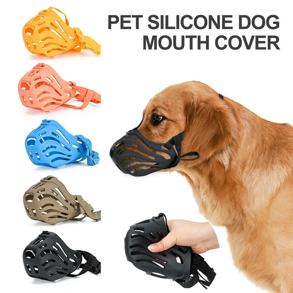 Silicone Dog Muzzle with Adjustable Strap Anti-Barking Pet Muzzle Anti-Licking Muzzle for Medium Large Dogs Pet Supplies