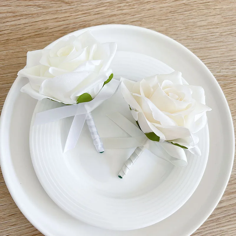 Bride Bouquet 2025 Wedding Accessories White Ivory Roses Silk new Flowers Artificial Groom Buttonhole Bridesmaids Mariage Bridal Bouquets