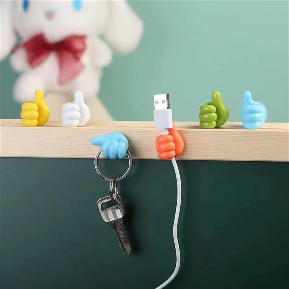 4PCS Self Adhesive Hand-shaped Rubber Holder Glasses Cable Power Cord Charging Line Mini Hook Car Organizer Gadget Decorations