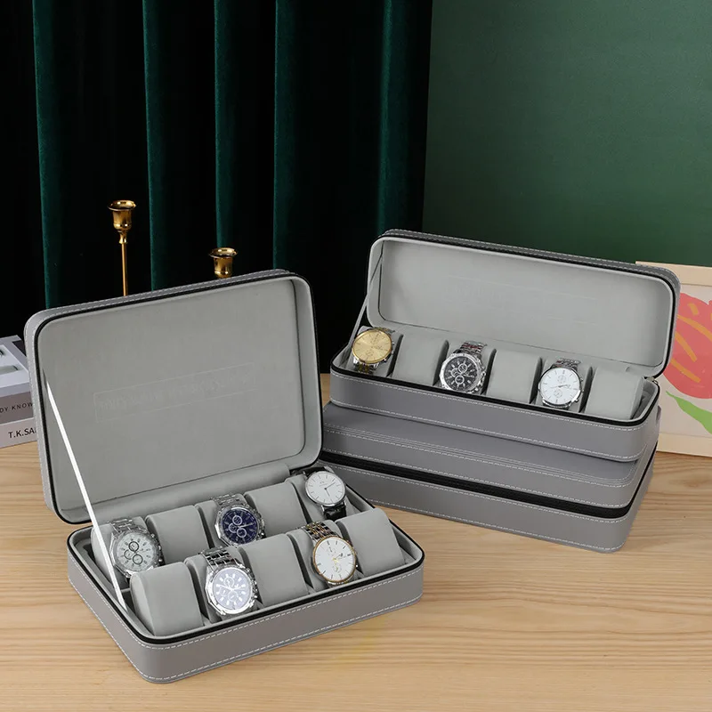 WellZone Dustproof Portable Multiple Slots Zipper Watch Box 2/4/6/8/10/12 Girds Travel Storage Box For Watch
