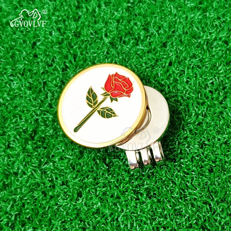 Golf Hat Clip Rose Marker Magnetic Golf Ball Hats Belts Bags Caps Markers Clip Attaches for Golf Lovers Women Girl Wife Gift