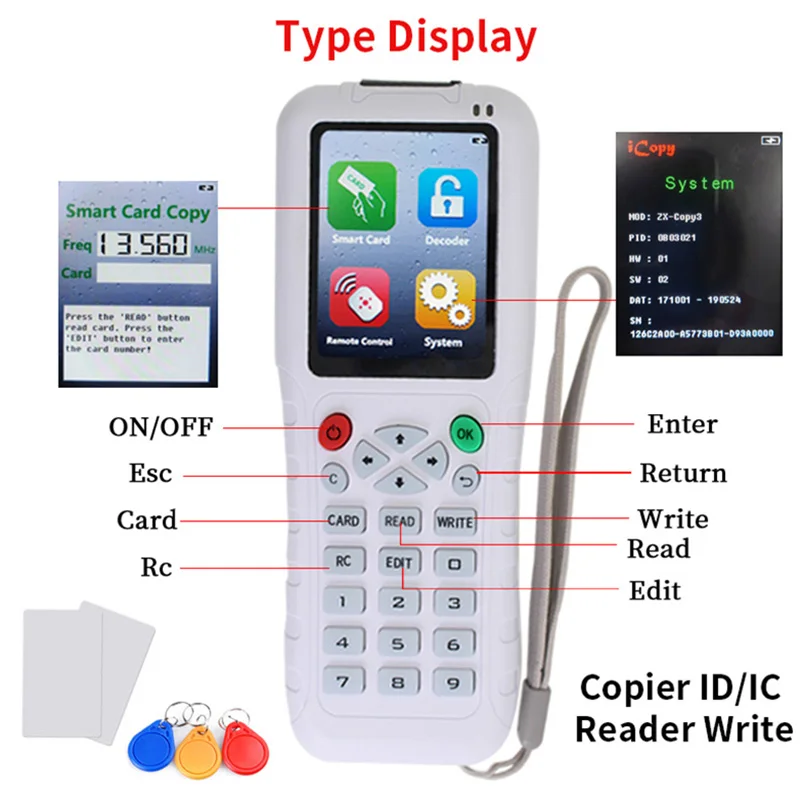 RFID Copier NFC Card Reader Writer Duplicator Cloner 125KHz 13.56 Rfid Key Fob Programmer T5577 UID Rewritable Key Cards USB